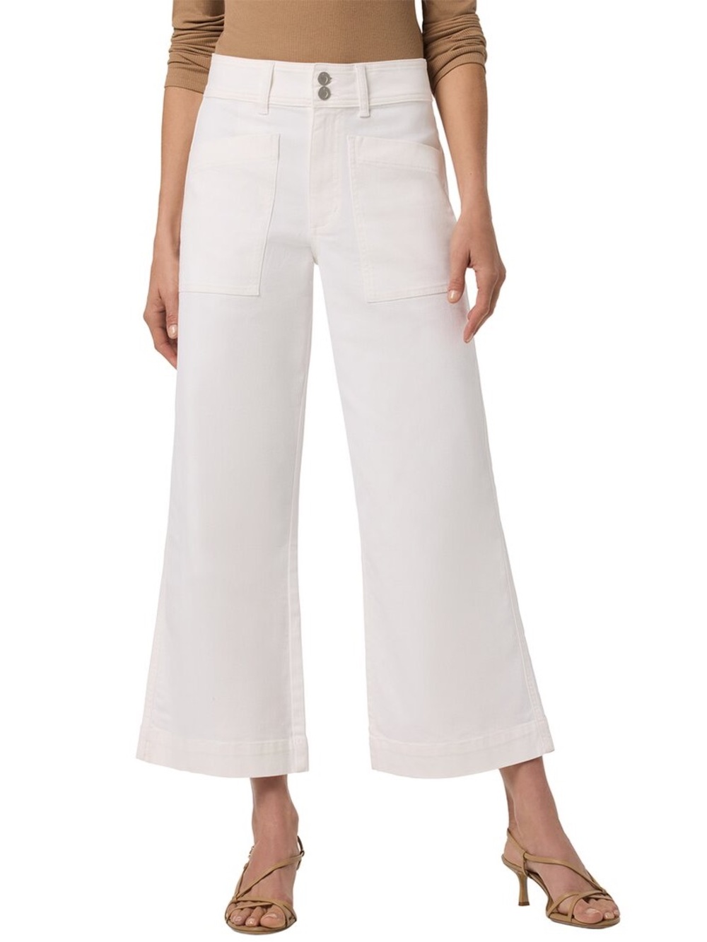 JOE'S JEANS HIGH RISE, WIDE LEG CARGO ANKLE WHITE JEAN